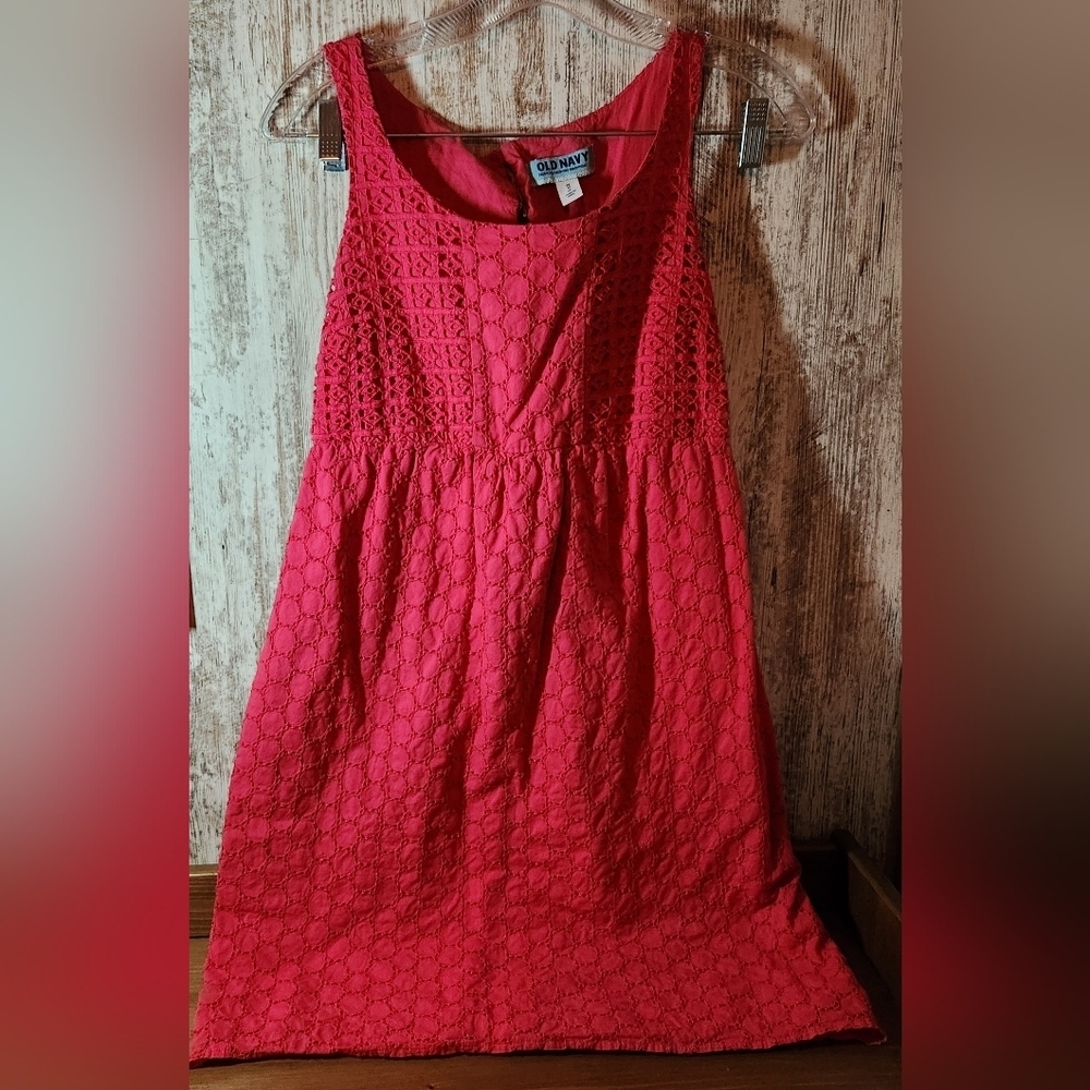Old Navy Fushia Pink Lace Midi Dress Sleeveless Tank